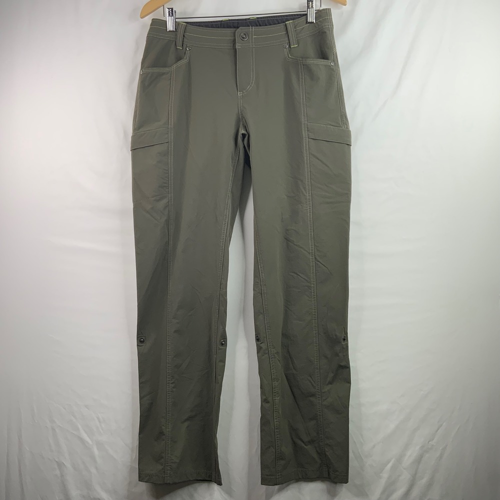 Kuhl Kontra Cargo Hiking Pants Olive Green Roll Up Capri Womens 10 Reg